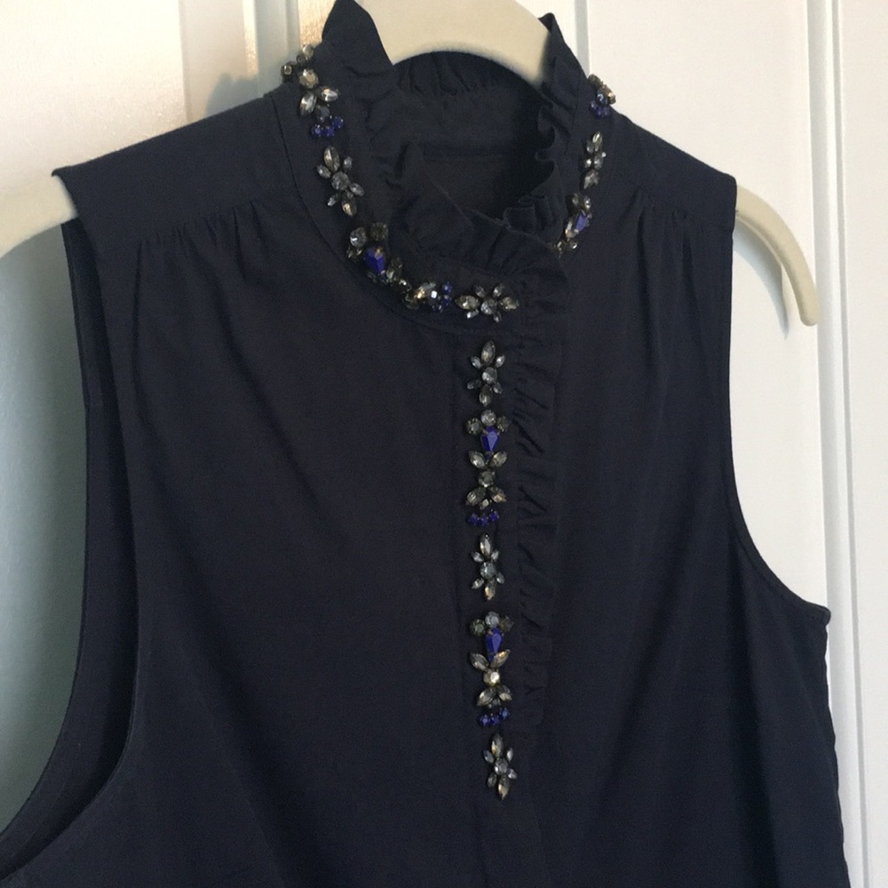J. Crew Jeweled Collar Sleeveless Buttondown